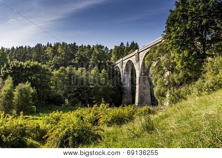 Old Concrete Railway Bridge In Stanczyki, Mazury, Poland