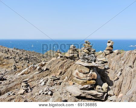 Pyramid Of Stones On Cap De Creus, Spain