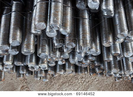 Stack Of Heavy Iron For Builting Frame Structure Of  Building Construction