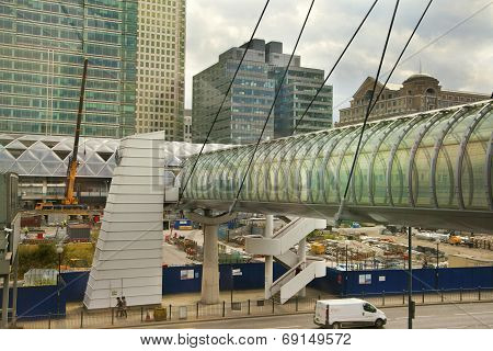 LONDON, UK - JUNE 3, 2014: Canary wharf DLR station, business and banking aria