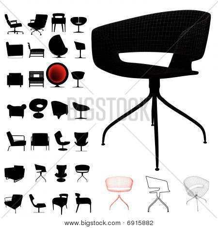 modern chair silhouette set