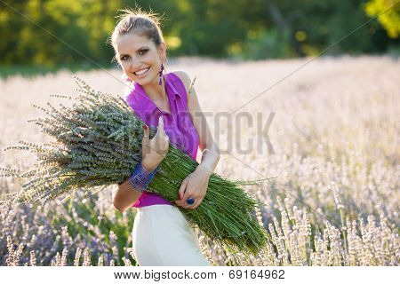 Beautiful Young Woman On Lavander Field - Lavanda Girl