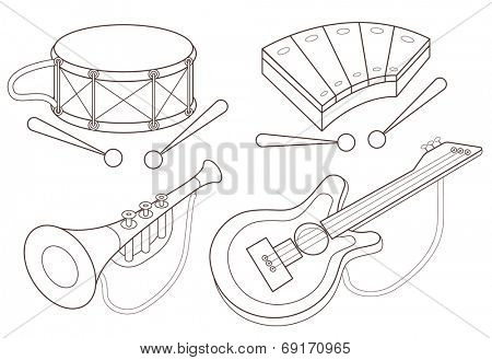 set of toy musical instruments (vector illustration)