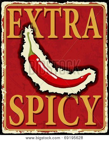 Vintage extra spicy poster. Vector illustration.