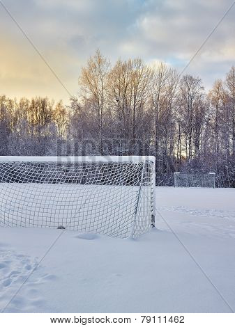 Snowy Soccer Field
