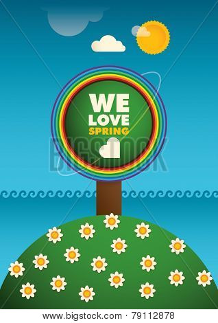 Colorful spring poster design. Vector illustration.