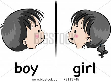 vector drawing boy and girl face
