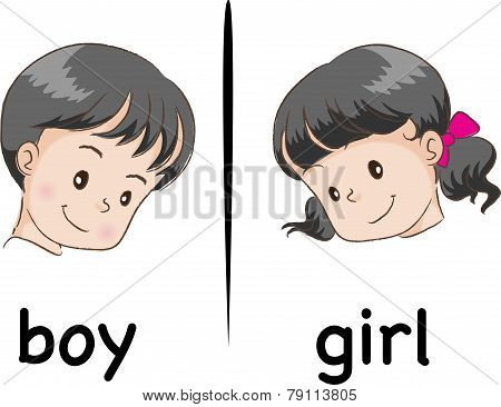 vector drawing boy and girl face