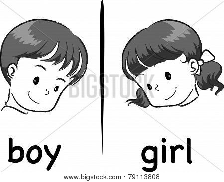 vector drawing boy and girl face