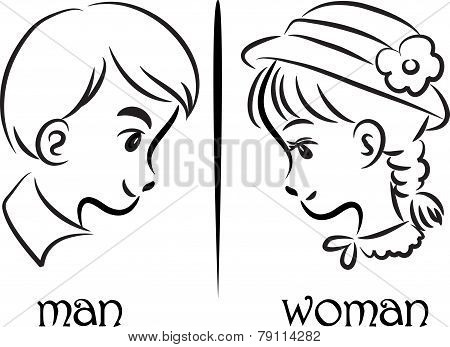 woman and man face