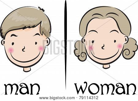 woman and man face