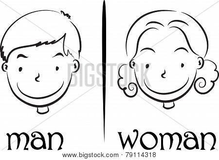 woman and man face