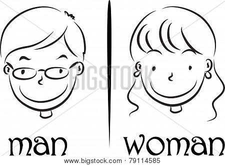 woman and man face