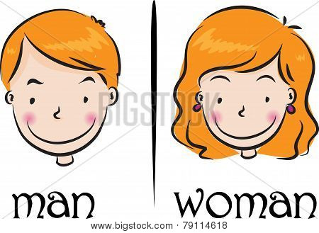 woman and man face