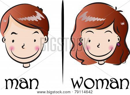 woman and man face