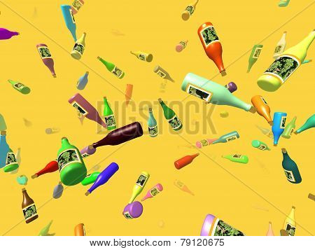 Flying Bottles Generated 3D Background