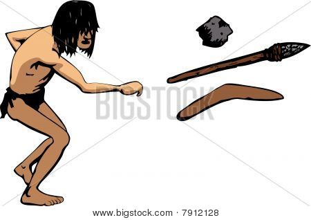 caveman ขว้างอาวุธ