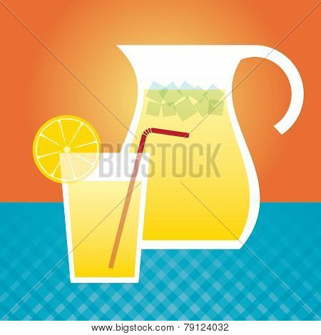Lemonade In A Glass And Pitcher