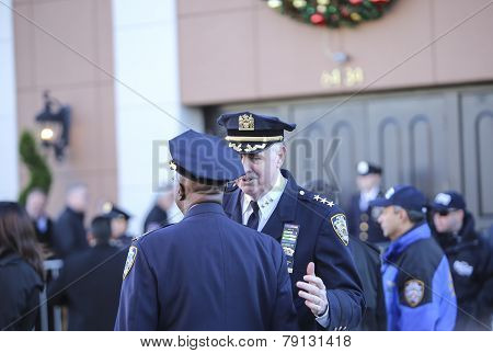 NYPD chiefs outside church