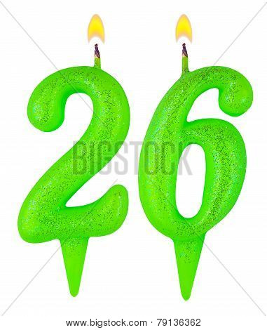 Birthday Candles Number Twenty Six Isolated