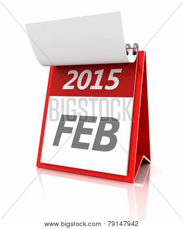 2015 February Calendar, 3D Render