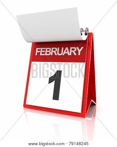 First of February calendar, 3d render