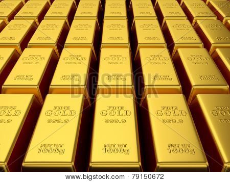 Render Of Gold Bars Background