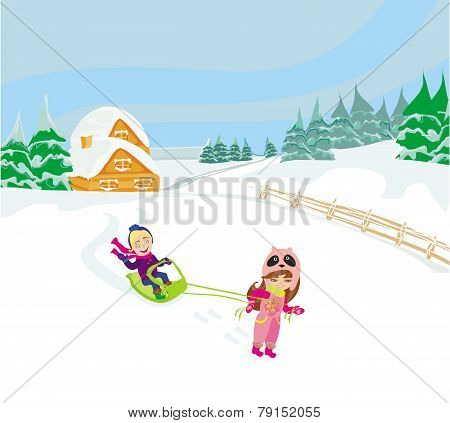 Fun In The Winter Day