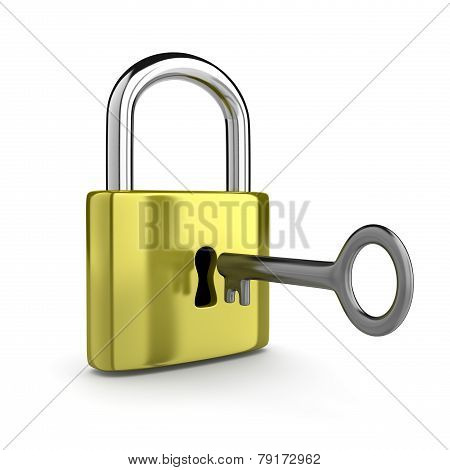 Closed Padlock With Key