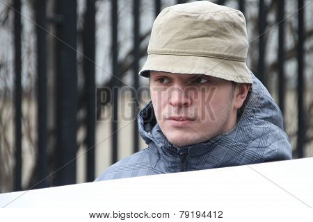 Politician Mikhail Velmakin On Picket Near Prison Where The Arrested Politician Nikolay Lyaskin