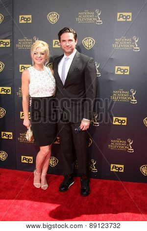 LOS ANGELES - APR 26:  Kristen Storms, Brandon Barash at the 2015 Daytime Emmy Awards at the Warner Brothers Studio Lot on April 26, 2015 in Burbank, CA