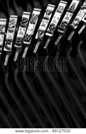 types and character of an old typewriter. symbolic photo for communication in former times