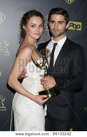 LOS ANGELES - APR 26:  Hunter King, Max Erlich at the 2015 Daytime Emmy Awards at the Warner Brothers Studio Lot on April 26, 2015 in Los Angeles, CA