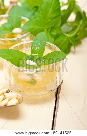 Arab Traditional Mint And Pine Nuts Tea