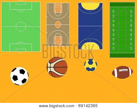 balls, fields and court
