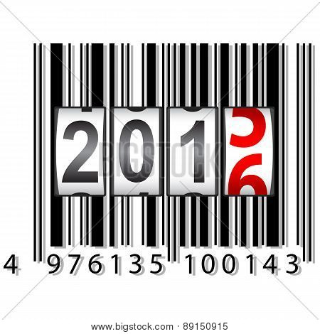2016 New Year counter, barcode, vector illustration.