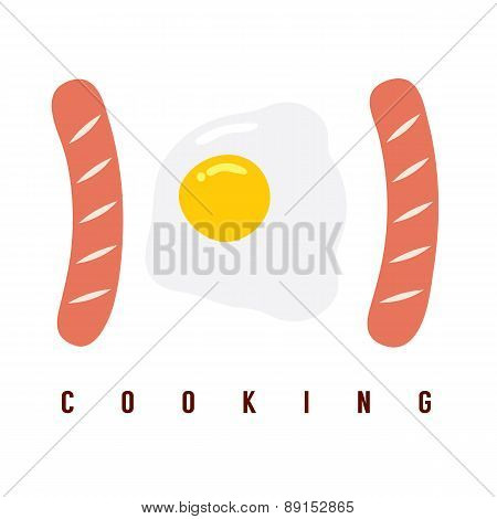 101 Sausage And Fried Egg Primary Cooking Concept.