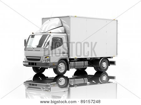 3d courier service delivery truck icon with blank sides ready for custom text and logos
