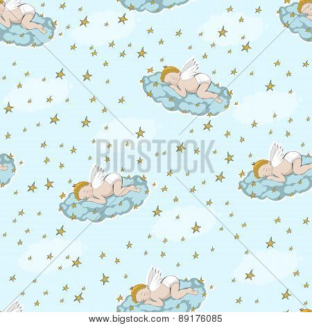 seamless background with a sleeping baby