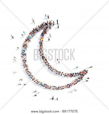people in the form of  moon.