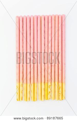 Biscuit stick strawburry coated