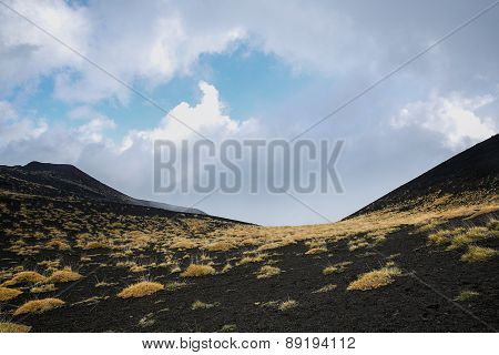 Scenery And Lava Fields Of Mt. Etna Volcano