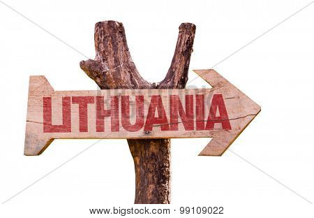 Lithuania wooden sign isolated on white background