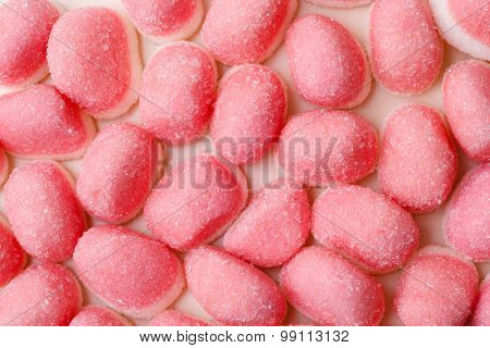 Pink Jellies Or Marshmallows As Background