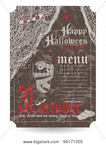 Vintage Menu To Halloween Party