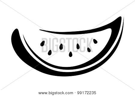 Watermelon slice. Vector black silhouette.