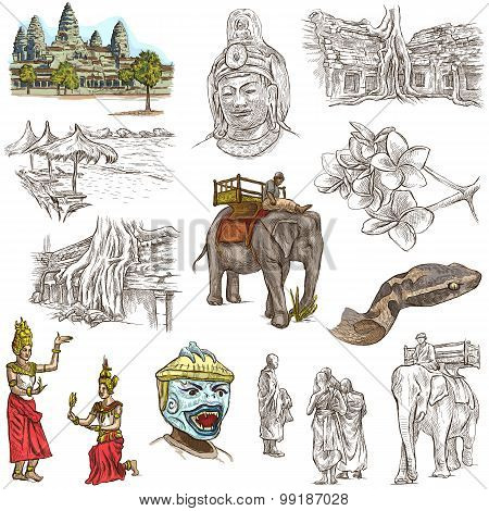 Cambodia - An Hand Drawn Illustrations. Frehand Pack.