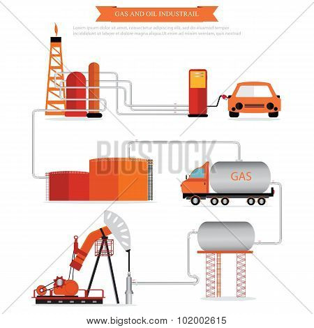 Gas And Oil Industrial Infographic.