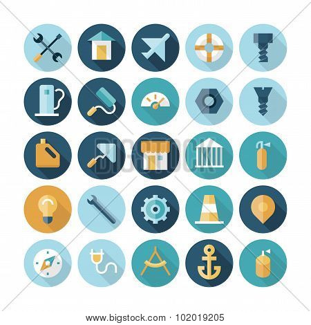 Flat Design Icons For Industrial