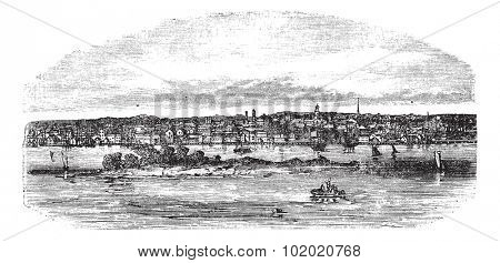 New Bedford in Massachusetts, USA, vintage engraved illustration. Trousset encyclopedia (1886 - 1891).